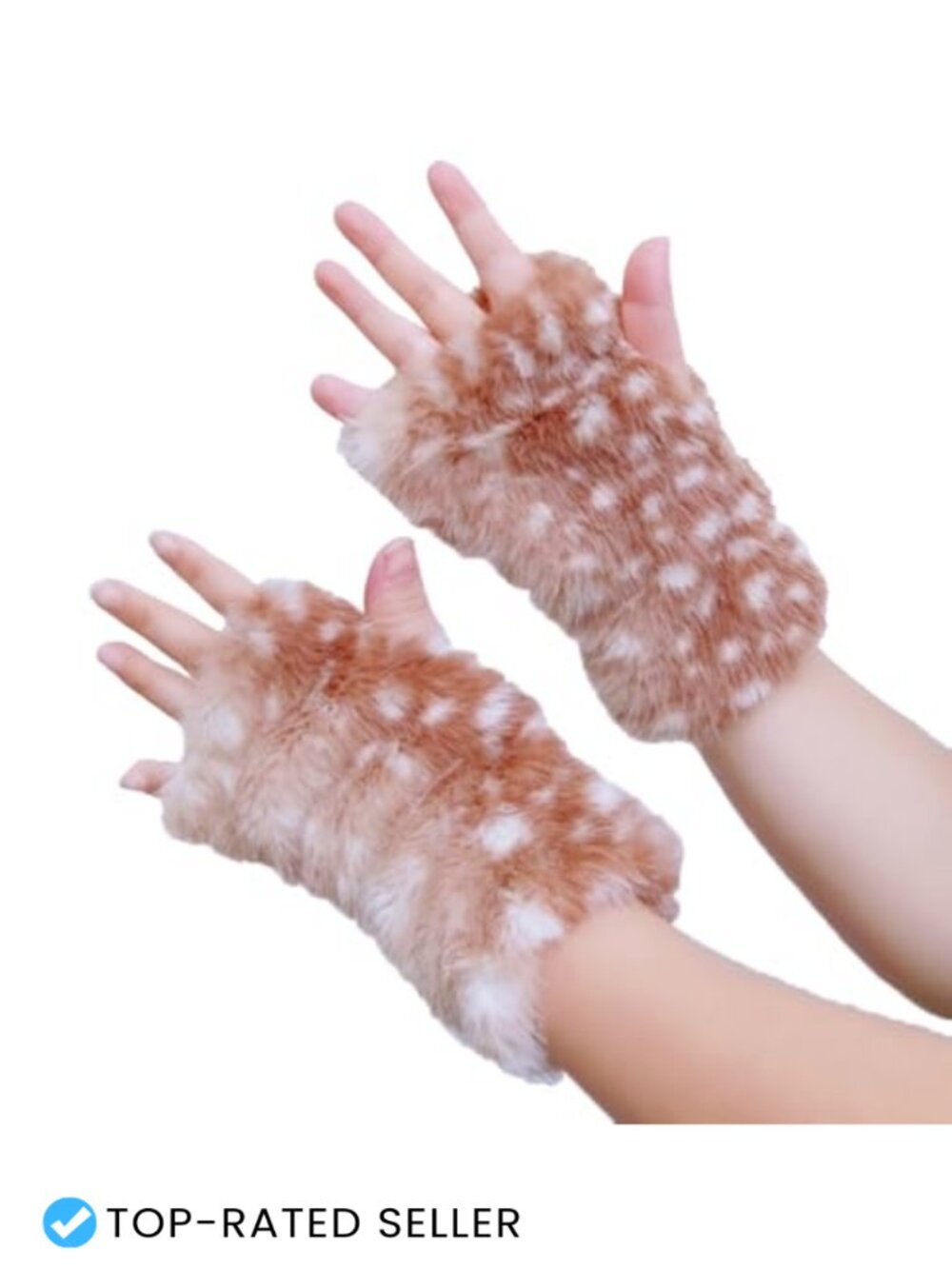 Deer Cosplay Faux Fur Fingerless Gloves Winter Party Accessory